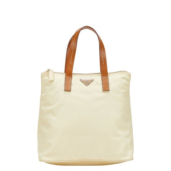 Prada Triangle Logo Nylon Brown Tote Bag Prada Brown Nylon Auth